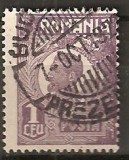 TIMBRE 106b1, ROMANIA, 1920, FERDINAND BUST MIC, 1 LEU, EROARE, CULOARE AGLOMERATA PE LATURA DREAPTA, CURIOZITATE SPECTACULOASA, ERORI, ATIPICE, ECV.