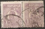 TIMBRE 106n, ROMANIA, 1920, FERDINAND BUST MIC, 1 LEU, EROARE, CLISEU INLOCUIT, PERECHE, CURIOZITATE SPECTACULOASA, ERORI, CURIOZITATI, ECV, ATIPICE