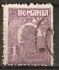 TIMBRE 106a3, ROMANIA, 1920, FERDINAND BUST MIC, 1 LEU, EROARE, CULOARE AGLOMERATA PE LATURA DE JOS, CURIOZITATE SPECTACULOASA, ERORI, ATIPICE, ECV.