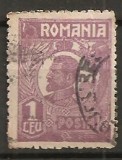 TIMBRE 106o, ROMANIA, 1920, FERDINAND BUST MIC, 1 LEU, EROARE, CULOARE AGLOMERATA PE LATURA DE JOS, CURIOZITATE SPECTACULOASA, ERORI, ATIPICE, ECV