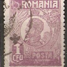 TIMBRE 106a1, ROMANIA, 1920, FERDINAND BUST MIC, 1 LEU, EROARE, CULOARE AGLOMERATA PE LATURA DE JOS, CURIOZITATE SPECTACULOASA, ERORI, ATIPICE, ECV