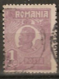 TIMBRE 106b4, ROMANIA, 1920, FERDINAND BUST MIC, 1 LEU, EROARE, CULOARE AGLOMERATA PE LATURA DE JOS, CURIOZITATE SPECTACULOASA, ERORI, ATIPICE, ECV.