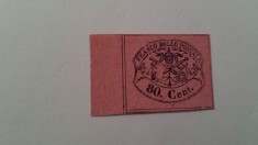 Italia statul papal 1867 val. de 80 c nestampilata