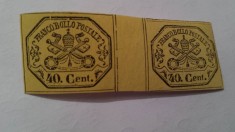 Italia statul papal 1867 40 c bloc orizontal de 2 valori nestampilate