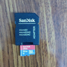 CARD MICROSD 32GB SANDISK ORIGINALE CLASA 10 + ADAPTOR CADOU