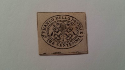 Italia Statul Papal 1867 val. de 3 c nestampilata foto