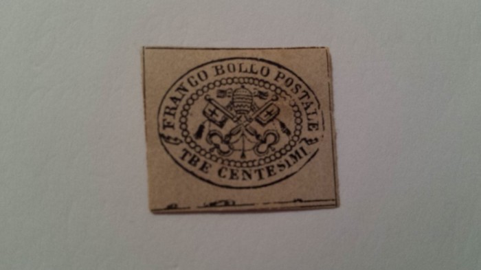 Italia Statul Papal 1867 val. de 3 c nestampilata