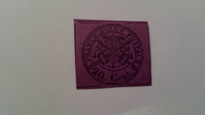 Italia statul papal 1867 val. de 20 c nestampilata
