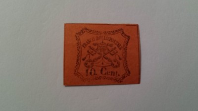 Italia statul papal 1867 val. de 10 c nestampilata foto