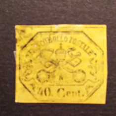 Italia Statul Papal 1867 val. de 40 c stampilata