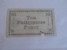 FILIPINE 10 PESOS / 1943 - Gherilla. foto