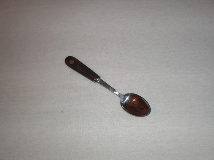 Lingurita mica metal(inox) cu maner lemn(abanos) veche cu marcaj D.R.G.M.