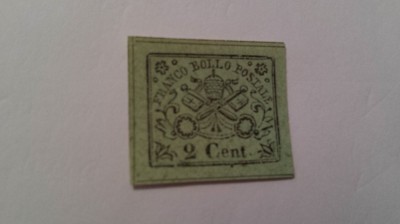 Italia statul papal 1867 val.de 2 c nestampilata foto