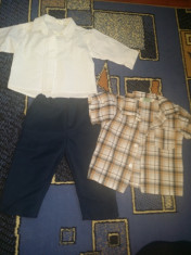 Set botez pantalon +camasa , bonus camasa cu maneca scurta, model pt baieti, marime 6 luni foto