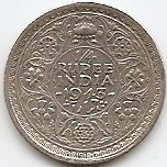 India Britanica 1/4 Rupee 1943 Argint 2.92gr-0.500, George VI KM-546 foto