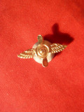 Insigna mica Aviatie ,cu buton ,L= 2,1 cm ,metal auriu