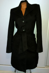 Palton negru TARA cu cordon in talie / marimea 36. foto