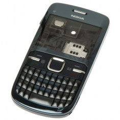 Carcasa cu tastatura Qwerty Nokia C3 4 piese albastra - Produs NOU+ Garantie - BUCURESTI foto