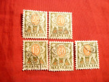 Serie mica Porto -Copii cu numar 1924 Elvetia , 5 val.stampilate