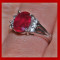 inel argint 925 placat cu aur alb cu rubin rosu intens natural! model inel logodna!!