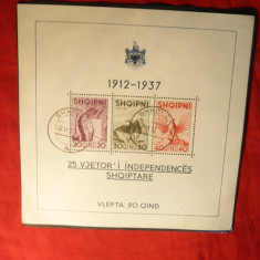 Colita 25 Ani de la Independenta Albaniei 1937 , stampilat