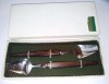Tacamuri Salata Vintage Lemn Teak Anii &#039;70, 18.5cm - Otel Inox, Design Retro