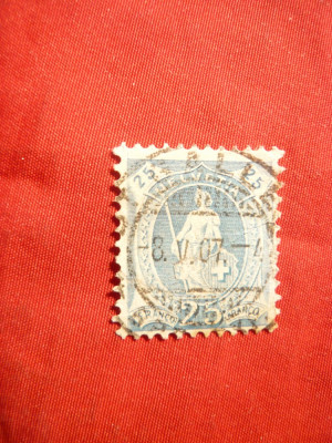 Timbru 25 cent 1907 Elvetia , stamp. foto