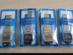 Ceas Casio F-91W Wr 159 din metal Aurii sau Argintie, Made in JAP,Noi Sigilate. foto