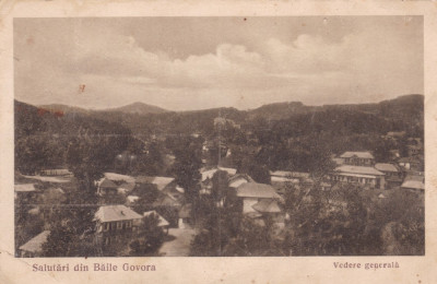 CARTE POSTALA BAILE GOVORA Vedere generala Circulata 1925 foto