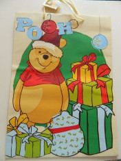 Plasa mare de cadouri, model de Craciun, Winnie the Pooh, punga cadouri mare foto