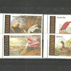 TANZANIA 1986 - PASARI ACVATICE, serie nestampilata, B23