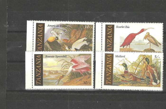 TANZANIA 1986 - PASARI ACVATICE, serie nestampilata, B23