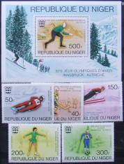 NIGER -JOCURILE OLIMPICE DE IARNA INNSBRUCK 1976 5 VALORI SI 1 S/S NEOBLITERATE ,DANTELATE COTA SC 16$ - E2237 foto