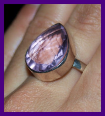 imens! inel stralucitor argint 925 cu piatra semipretioasa roz pear cut!!! foto