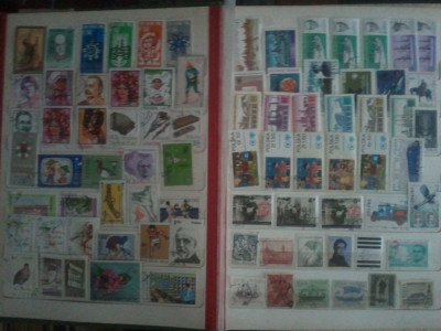 Lot 800 timbre straine,stampilate,colectii complete(cate doua pagini din:Germania,Polonia,Cehia,Slovacia,Ungaria,Cuba,Rusia,Bulgaria)+clasor (gratuit) foto