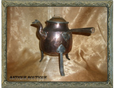 Ceainic viking cupru cu fier forjat, peste 200 ani foto