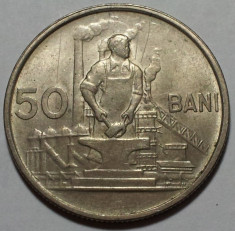 50 Bani 1955 Romania a UNC, Luciu de batere foto