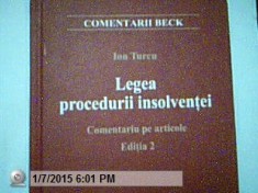 LEGEA PROCEDURII INSOLVENTEI-COMENTARIU PE ARTICOLE-ION TURCU foto