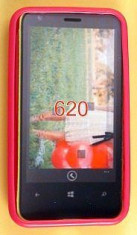 Husa Silicon TPU Nokia Lumia 620 Roz foto