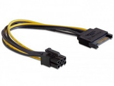 Cablu PC DELOCK SATA 15 pini la mufa PCI-E 6 pini 0.21m foto