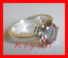 RMT58 - Inel placat cu argint cu Mystic Topaz, multe marimi - TR 4 LEI PT AVANS! foto