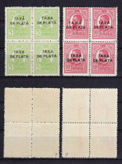 TAXA DE PLATA 1918 - SUPRATIPAR TIP I SI TIP II BL.4 MNH foto