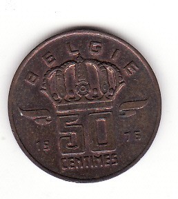 Belgia (Belgie) 50 centimes 1976 - KM#149.1 Type B foto