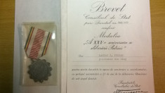 Medalia a XXV-a aniversare a elberarii Patriei, cu brevet foto