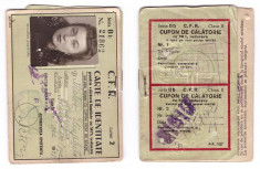 Carte de identitate CFR 1941, cu cupoane de calatorie foto