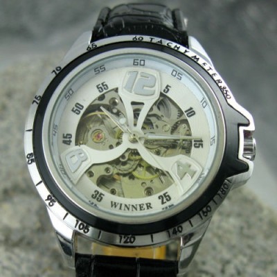 Ceas WINNER Automatic / Mecanic Cu Un Design Atractiv - Unisex - Cadran Alb foto