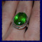 ! inel stralucitor argint 925 cu piatra semipretioasa verde intens, oval cut , model antic!
