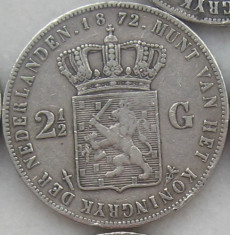 M. 2 1/2 gulden 1872 Olanda, argint foto
