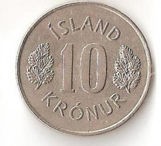 Moneda 10 kronur 1975 - Islanda foto