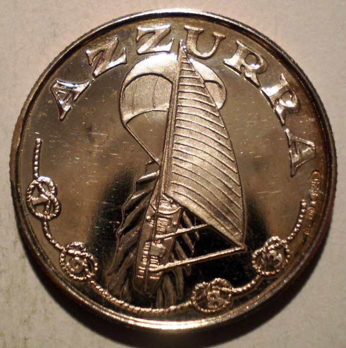 D.137 USA SUA MEDALIE REGATA AMERICA&amp;rsquo;S CUP YACHT AZZURRA 1983 PROOF ARGINT